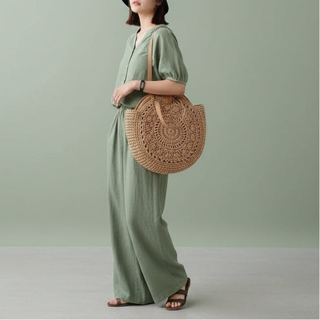 The Soleil Woven Circle Tote